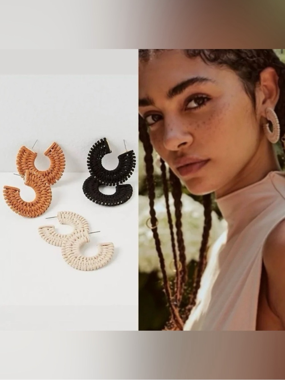 Free People Black See If I Care Hoop Earrings